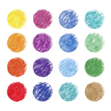 Renkli renkli kalem el boyaması resim illüstrasyon: daireler (Yüksek çözünürlüklü 2d Cg illüstrasyon)