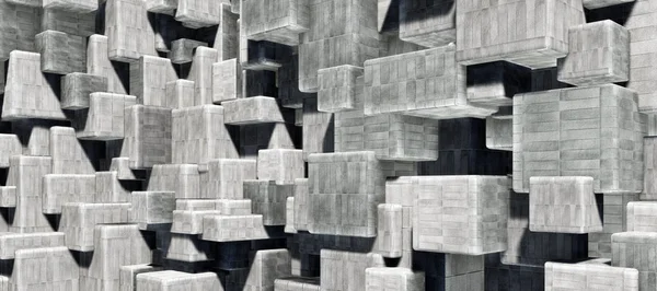 Kleurrijke Abstracte Panoramische Achtergrond Geometrische Cement Betonnen Kubuswand Auto Backplate — Stockfoto
