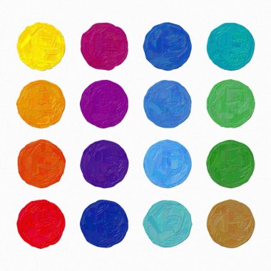 Renkli yağlıboya el boyaması resim illüstrasyon: daireler (Yüksek çözünürlüklü 2d Cg illüstrasyon)