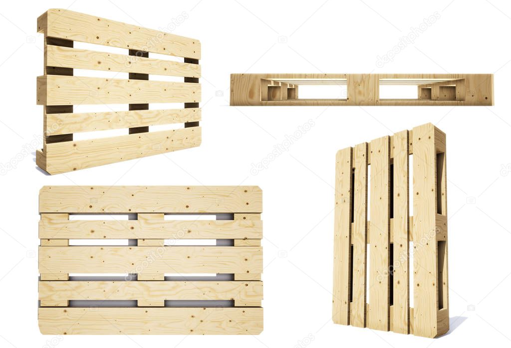 Colorful brown pallet isolated over a white background.(Clipping path inside, 3D rendering computer digitally generated illustration.)