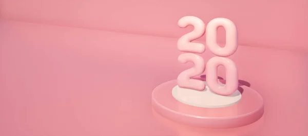 Fondos Panorámicos Abstractos Coloridos Año 2020 Sobre Fondo Geométrico Rosa —  Fotos de Stock