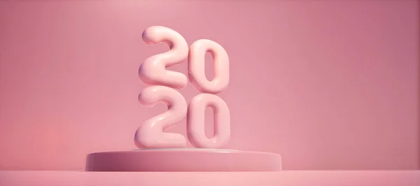 Barevné Abstraktní Panoramatické Pozadí 2020 Rok Růžovém Geometrickém Pozadí Auto — Stock fotografie