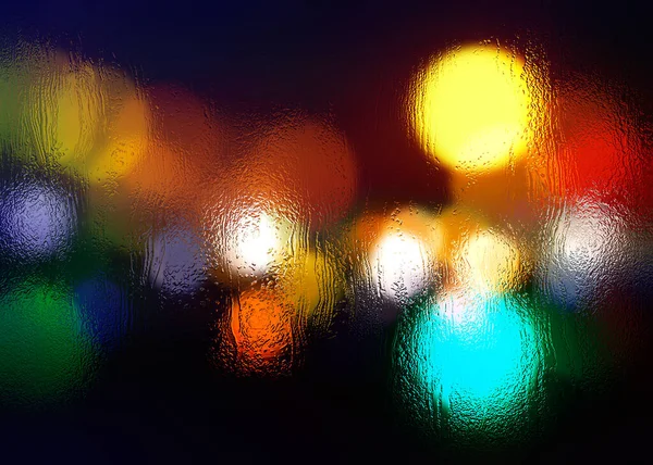 Sfondo Panoramico Colorato Gocce Pioggia Sulla Superficie Dei Vetri Della — Foto Stock