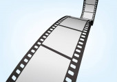 Kino, film a fotografie kinofilm páskové šablony.Vektorové 3D prvky.