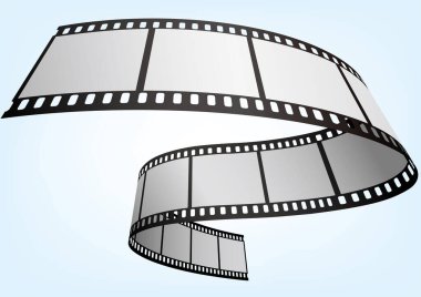 Sinema, film ve fotoğrafçılık 35 mm film şeridi şablonu. Vektör 3 boyutlu elementler.