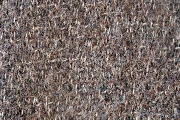 Fragment Eines Stoffes Aus Wolle Strickjacke Nahaufnahme Hintergrund Braunes Warmes — Stockfoto