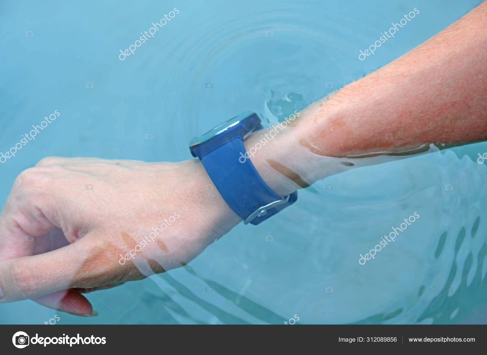 blue waterproof watch