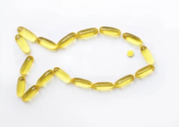 Capsules Fish Oil Laid Out Form Fish Fish Oil Capsules — Stock Photo, Image