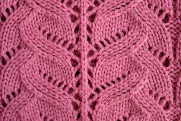 Handmade Delicate Pink Openwork Knitting Knitted Sweater Pink Texture Pink — Stock Photo, Image