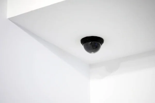 Dome Cctv Black Hemisphere Camera Mounted Ceiling Ceiling Walls Room — Stock Photo, Image