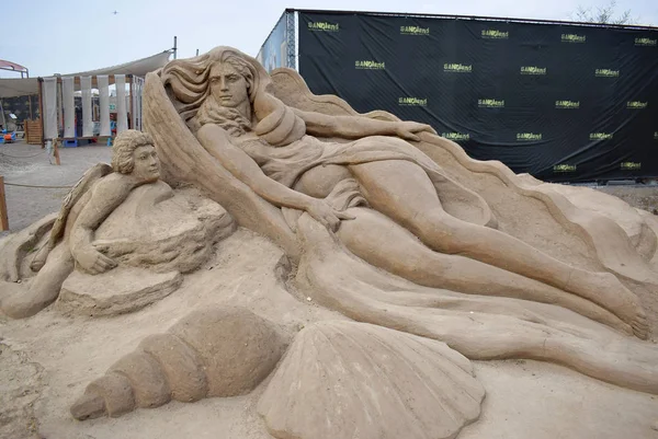Lara Beach Sandland Sand Sculpture Festival Vista Gran Escultura Arena —  Fotos de Stock