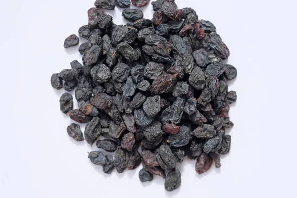 Black Raisins White Background Dry Blue Large Raisins Top View — Stock Photo, Image