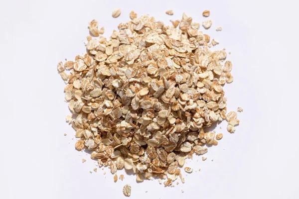 Large Oatmeal Top View Raw Oatmeal Flakes White Background Useful — Stock Photo, Image