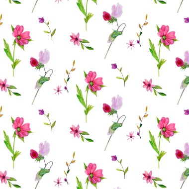 pembe çiçek suluboya deseni