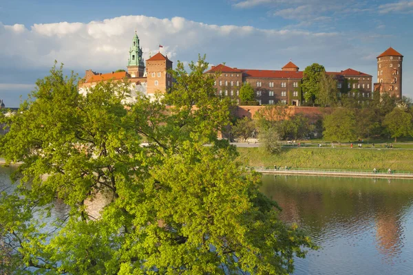 Polandia Krakow Kastil Wawel Cahaya Sore Musim Semi — Stok Foto