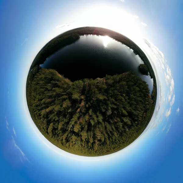 Sféra Panorama Zalesněná Krajina Krajiny — Stock fotografie
