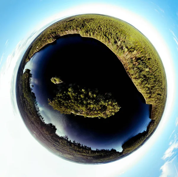 Ormanlık Manzara Manzara Panoraması Küre — Stok fotoğraf