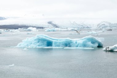 Buzdağları Vatnajokull, Europes en büyük buzul gelir Jokulsarlon buzul Lagoon içinde