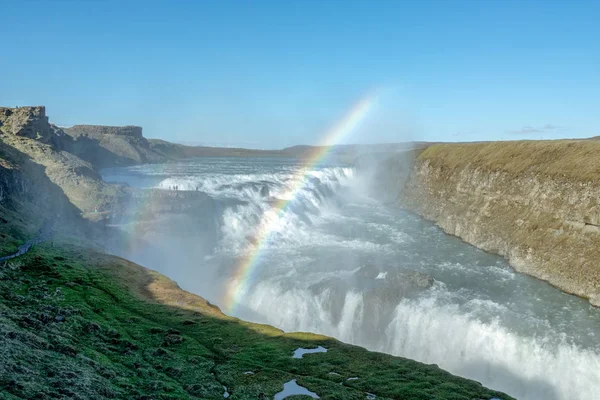 Cachoeira Gullfoss Islândia Com Arco Íris — Fotografia de Stock