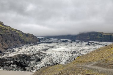 Bir buzul lisan Myrdalsjokull buzul Güney İzlanda'daki Solheimajokull olduğunu