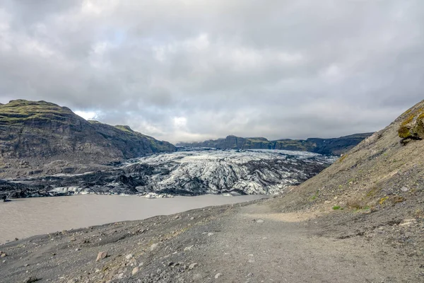 Solheimajokull Είναι Μια Γλώσσα Παγετώνα Του Παγετώνα Myrdalsjokull Στη Νότια — Φωτογραφία Αρχείου