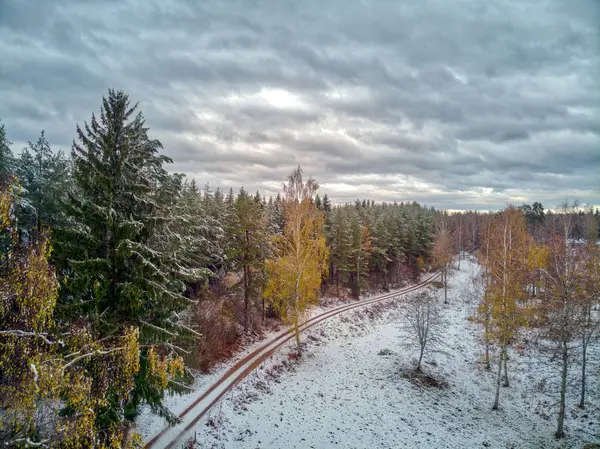 Erster Schnee Einer Teilweise Verschneiten Landschaft — Stockfoto