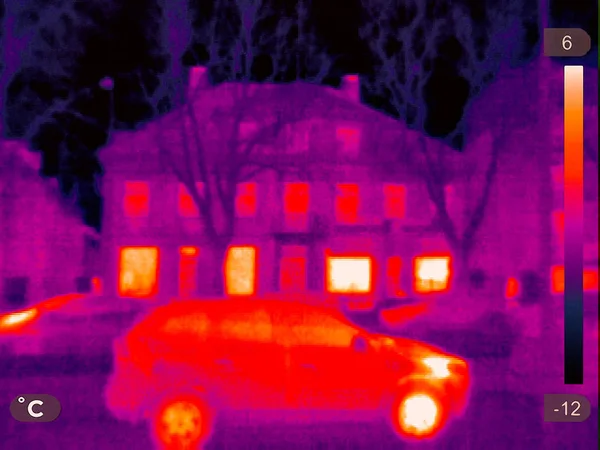 Thermal Picture Small Town Winter — Stock Photo, Image