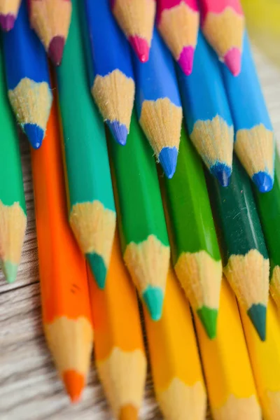 Makroaufnahme Von Buntstiften Regenbogen — Stockfoto