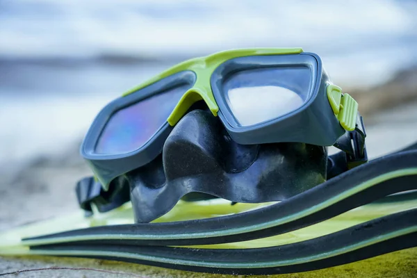 Palet ve maske kıyıda yatıyor.