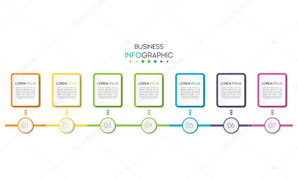 Business infographic. Timeline data visualization with step, number, or option design template. Vector Illustration