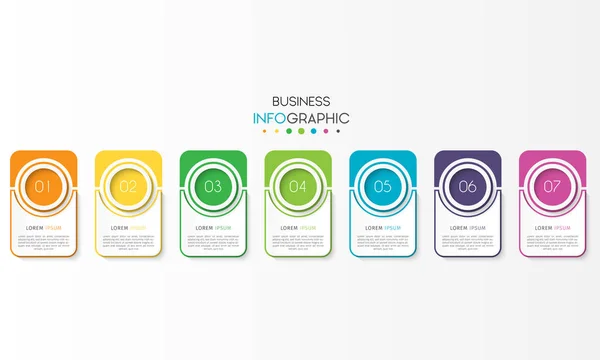 Visualisation des données d'entreprise. Élément d'infographie chronologique avec 7 options, étapes, conception de gabarits vectoriels numériques — Image vectorielle