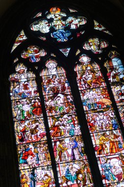 Köln, Almanya - 23 Eylül 2016: 1248, Unesco Dünya Mirası 1996 yılından beri inşa ediliyor vitray pencereler Katolik Köln Katedrali,