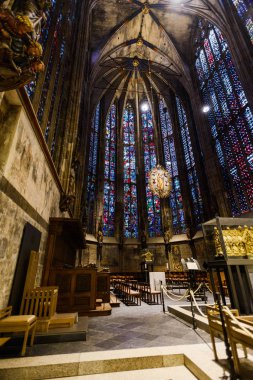 Aachen, Almanya - 26 Eylül, 2016: Aachen Katedrali, Aix-la-Chapelle Katedrali, Roma Katolik Kilisesi, 805 kutsanan Avrupa'nın en eski katedraller biri