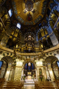 Aachen, Almanya - 26 Eylül, 2016: Aachen Katedrali, Aix-la-Chapelle Katedrali, Roma Katolik Kilisesi, 805 kutsanan Avrupa'nın en eski katedraller biri