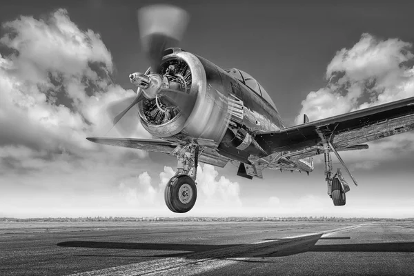 Sport Repülőgép Kifutópályán Közben Vegye — Stock Fotó