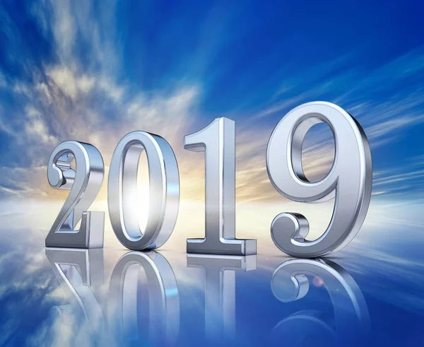 Rendering 2019 Symbol Blue Sky — Stock Photo, Image