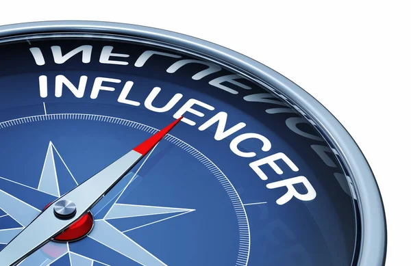 Rendering Compass Word Influencer — Stock Photo, Image