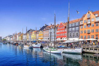 Kopenhag, Danimarka Nyhavn de panoramik görünüm
