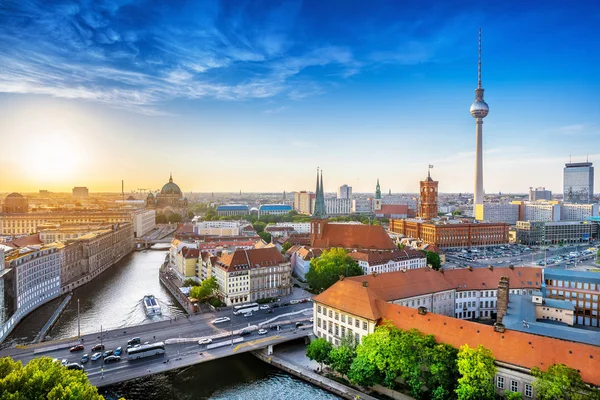 Panoramatický Výhled Přední Berlín Během Západu Slunce — Stock fotografie