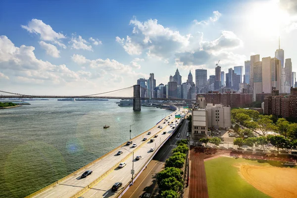 Vista Panorámica Manhattan Atardecer —  Fotos de Stock