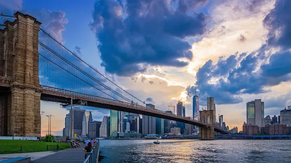 Vue Panoramique Manhattan Coucher Soleil — Photo