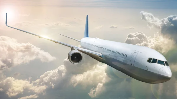 Avión Moderno Vuela Sobre Las Nubes —  Fotos de Stock