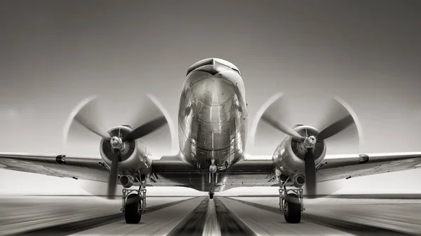 Tarihsel Uçak Kalkış Sırasında — Stok fotoğraf