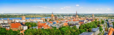 panoramic view at the city center of rostock clipart
