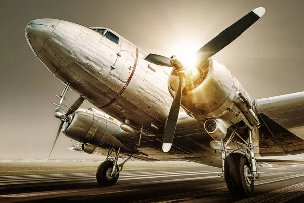 Aviones Históricos Una Pista Aterrizaje — Foto de Stock