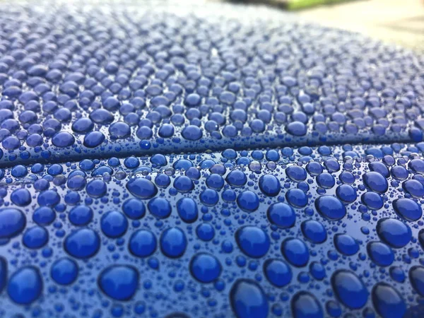 Close view on car paint polished with water drops beading — Stock Photo, Image