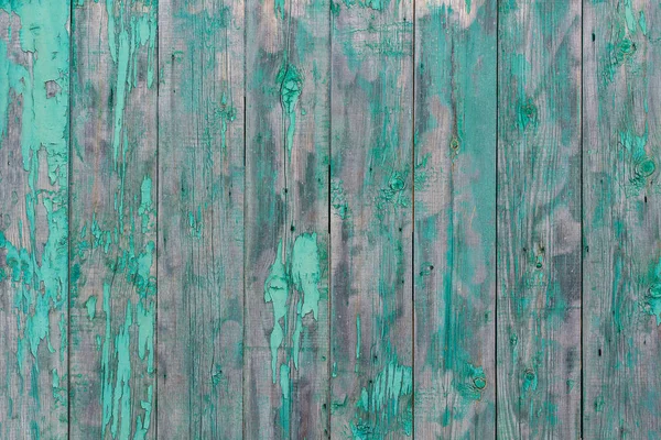 Abblätternde grüne Farbe auf Holzgrund, alte rustikale Holzplatten, Texturhintergrund — Stockfoto