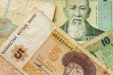 Arka plan olarak Kazakistan Vintage banknotlar