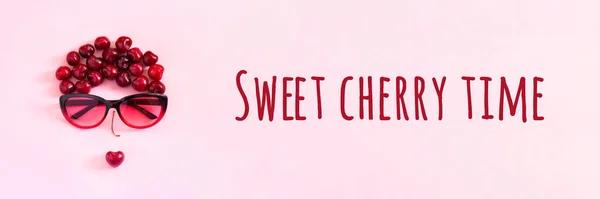 Sweet Cherry Time Abstract Image Young Woman Sweet Cherry Glasses — Stock Photo, Image