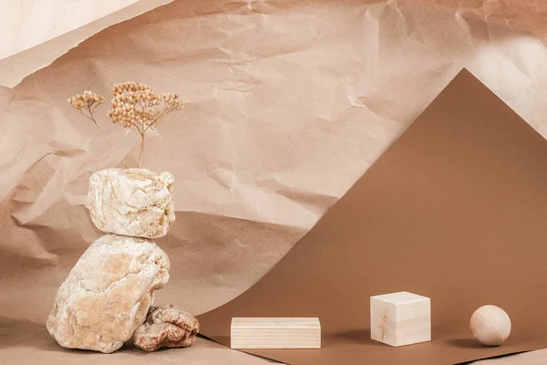 Podio Creativo Para Cosméticos Mercancía Productos Diseño Hecho Formas Geométricas — Foto de Stock